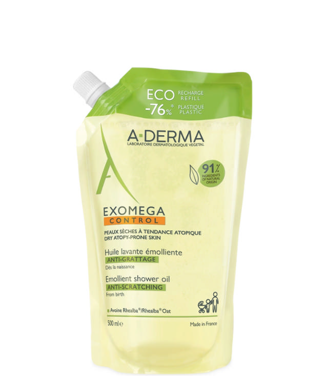 A-Derma Exomega Control Emollient Cleansing Oil Refill, 500 ml.